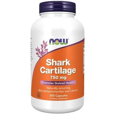 Now Foods Shark Cartilage 750 mg - для поддержки функционирования суставов, 300 капсул 105872 фото