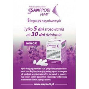 Sanprobi Femi+ - защита от вагинальных бактериальных и грибковых инфекций, 5 ваг. кап. 103293 фото