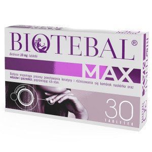 Biotebal MAX - для зміцнення волосся і нігтів, 10 mg, 30 таб. 103762 фото
