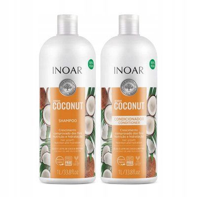 Inoar Bombar Coconut - Шампунь 1 л + кондиціонер 1 л з кокосовою олією і біотином 105214 фото