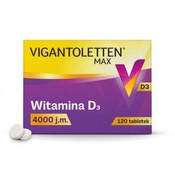 Vigantoletten MAX Vitamina D3 4000 j.m. &mdash; добавка доповнює дієту вітаміном D3, 120 таб. 105403 фото