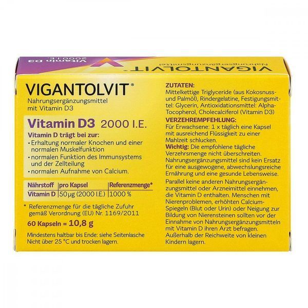 Vigantolvit D3 2000 j.m. - для иммунной системы, костей и мышц, 60 кап. 104819 фото