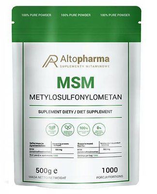 Altopharma MSM Metylosulfonylometan - для людей, интенсивно занимающихся спортом, 500 г 105429 фото