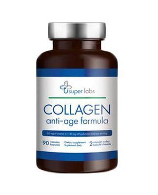 Super Labs Collagen anti-age formula - БАД при дефиците коллагена, витамина С и гиалуроновой кислоты, 90 кап. 105479 фото