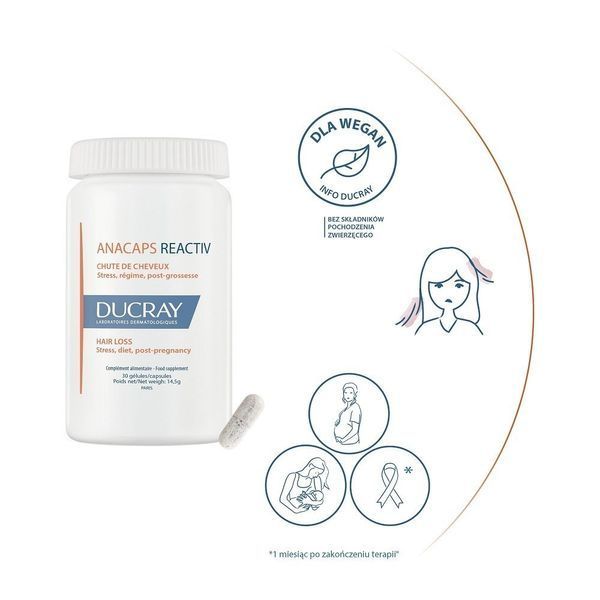 Ducray Anacaps Reactiv - для здоровья и красоты волос, 30 кап. 103771 фото