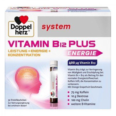 Doppelherz System Vitamin B12 Plus - питні ампули для підвищення працездатності (30X25 мл) 104976 фото