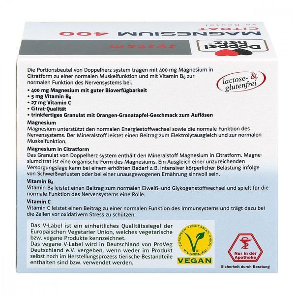 Doppelherz Magnesium 400 Citrat - цитрат магния с комплексом витаминов, 20 гран. 104780 фото