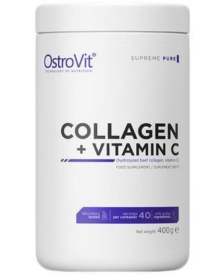 OstroVit Supreme Pure Collagen + Vitamin C &mdash; порошкувата харчова добавка, для активних людей, 400 г 105417 фото