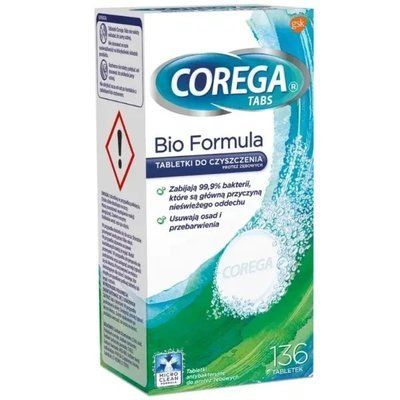 Corega Tabs Bio Formula таблетки для чищення зубних протезів, 136 табл 105190 фото